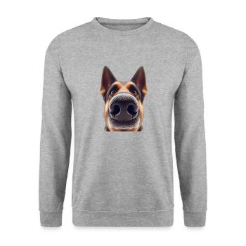 Dog Head 9 German Shepherd - Unisex Sweatshirt - salt & pepper - Front - Alina (178cm) & Michal (187cm)