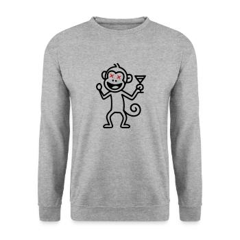 Fête de Singe Drôle - Sweat-shirt Unisexe - gris chiné - Devant - Alina (178cm) & Michal (187cm)