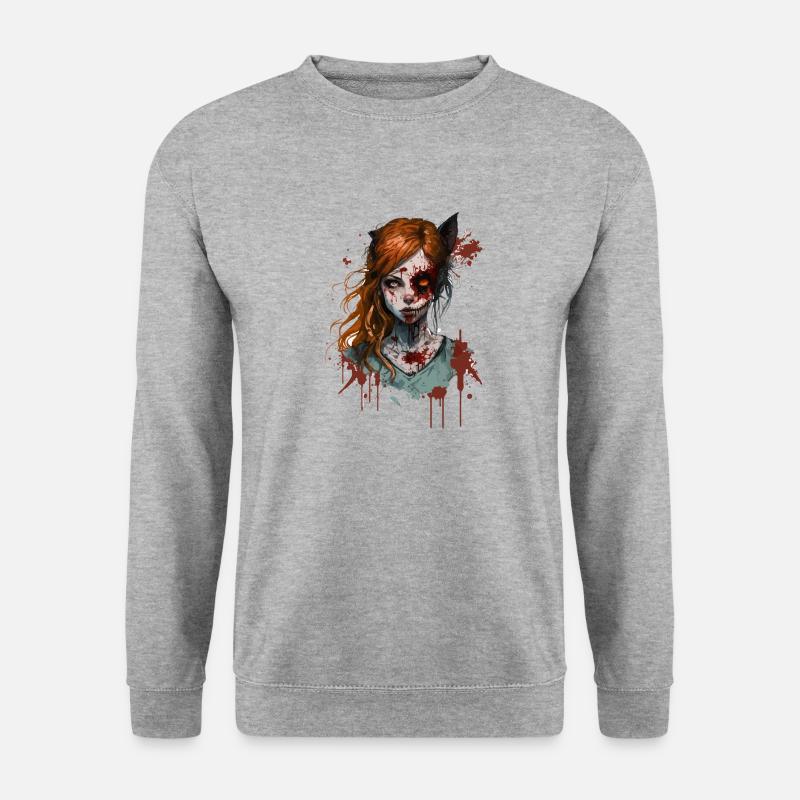 Zombie Fuchsfrau - Unisex Pullover - Weißgrau meliert