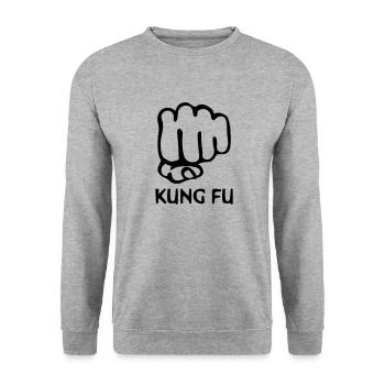 kung fu - Sweat-shirt Unisexe - gris chiné - Devant - Alina (178cm) & Michal (187cm)