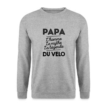 Papa l'homme le mythe la legende du velo - Sweat-shirt Unisexe - gris chiné - Devant - Alina (178cm) & Michal (187cm)