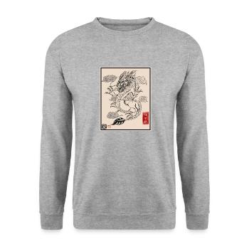 Dragon japonais - Sweat-shirt Unisexe - gris chiné - Devant - Alina (178cm) & Michal (187cm)