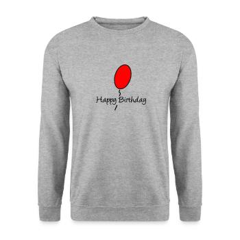 ALLES GUTE ZUM GEBURTSTAG. ALLES GUTE ZUM GEBURTSTAG. JAHRESTAG. - Unisex Pullover - Weißgrau meliert - Vorne - Alina (178cm) & Michal (187cm)