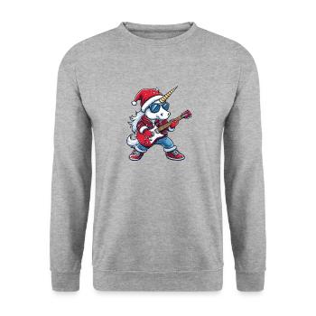 Unicorn Christmas Rocker Guitar - Unisex Sweatshirt - salt & pepper - Front - Alina (178cm) & Michal (187cm)