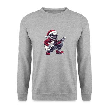 Santa Skeleton Christmas Rocker Guitar - Unisex Sweatshirt - salt & pepper - Front - Alina (178cm) & Michal (187cm)