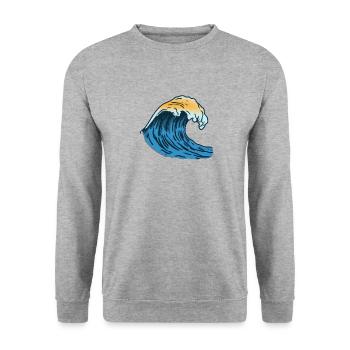 Schöne Welle - Unisex Pullover - Weißgrau meliert - Vorne - Alina (178cm) & Michal (187cm)