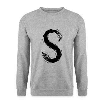 Lettre S noir - Sweat-shirt Unisexe - gris chiné - Devant - Alina (178cm) & Michal (187cm)