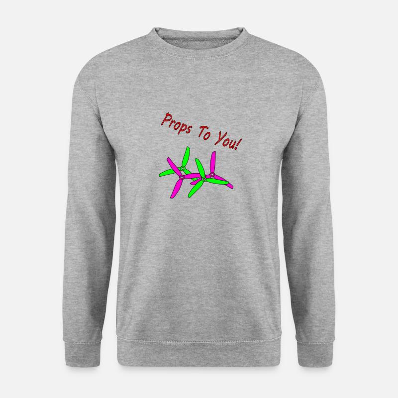 FPV Drohne, Drone Shirt. Heli Flugzeug Modellbau - Unisex Pullover - Weißgrau meliert