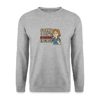 Sorry I Don´t sprechen English - Unisex Pullover - Weißgrau meliert - Vorne - Alina (178cm) & Michal (187cm)
