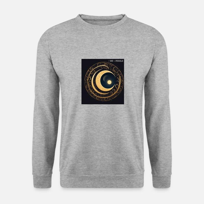 Zwei Spiralen - Mond und Spiralen - Unisex Pullover - Weißgrau meliert