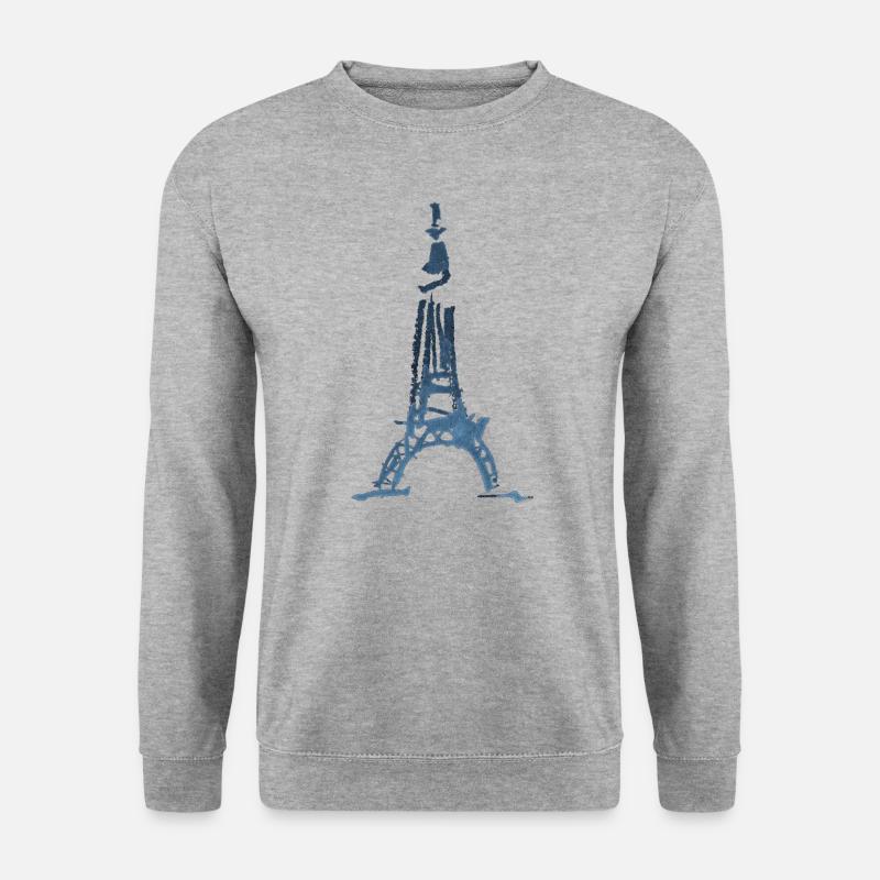 Eiffelturm Skizze - Unisex Pullover - Weißgrau meliert