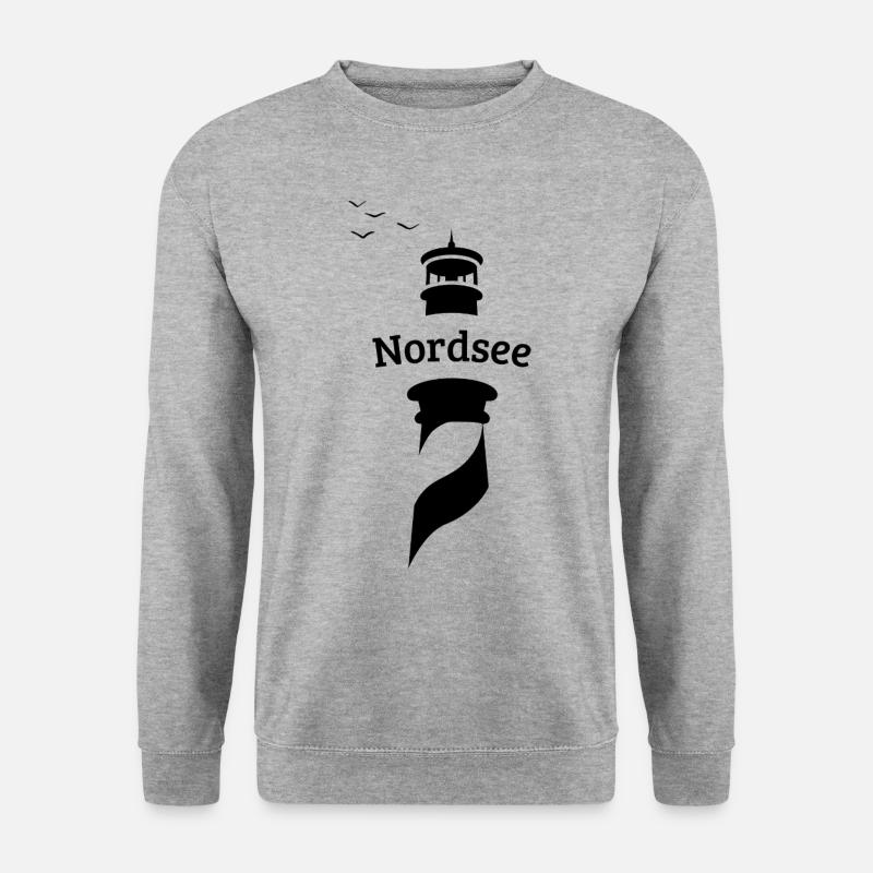 Nordsee Leuchtturm - Möwen - Unisex Pullover - Weißgrau meliert