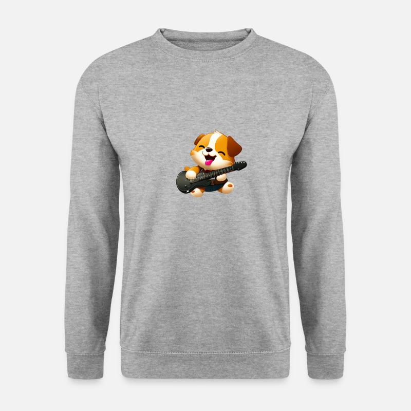 Hund mit Gitarre - Unisex Pullover - Weißgrau meliert