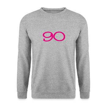 90. 90 ANS. 90e ANNIVERSAIRE. ANNIVERSAIRE 90 ANS. - Sweat-shirt Unisexe - gris chiné - Devant - Alina (178cm) & Michal (187cm)