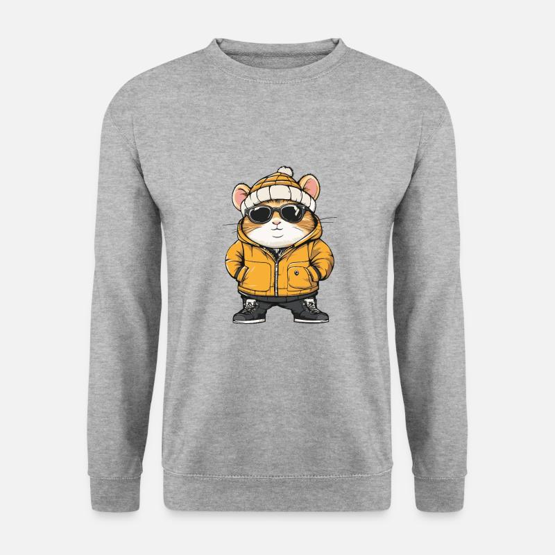 Hamster Cool Comic - Unisex Pullover - Weißgrau meliert