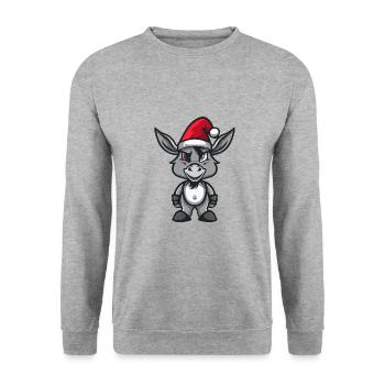 Esel Weihnachten - Unisex Pullover - Weißgrau meliert - Vorne - Alina (178cm) & Michal (187cm)