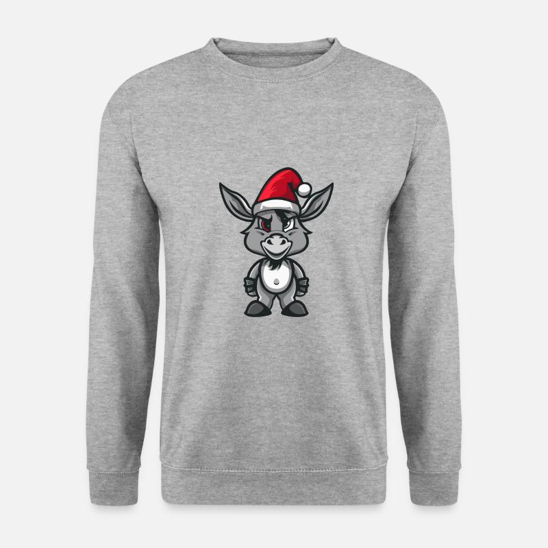 Esel Weihnachten - Unisex Pullover - Weißgrau meliert
