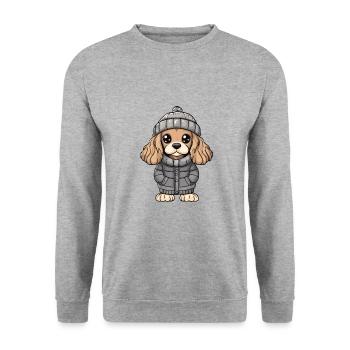 Cocker Spaniel Chien Hiver - Sweat-shirt Unisexe - gris chiné - Devant - Alina (178cm) & Michal (187cm)
