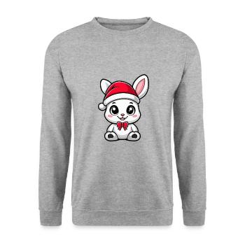 Hase Weihnachten Christmas - Unisex Pullover - Weißgrau meliert - Vorne - Alina (178cm) & Michal (187cm)