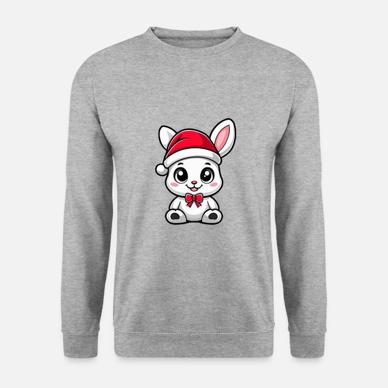 Hase Weihnachten Christmas - Unisex Pullover - Weißgrau meliert