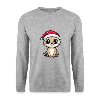Suricate Noël Mignon - Sweat-shirt Unisexe - gris chiné - Devant - Alina (178cm) & Michal (187cm)