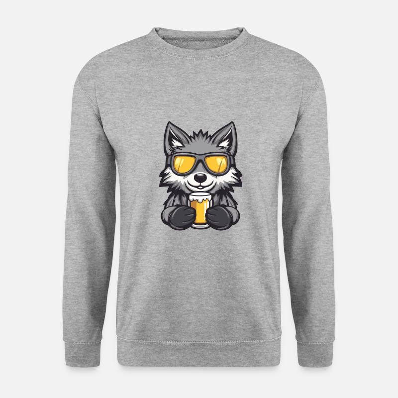 Wolf Ski Bier - Unisex Pullover - Weißgrau meliert