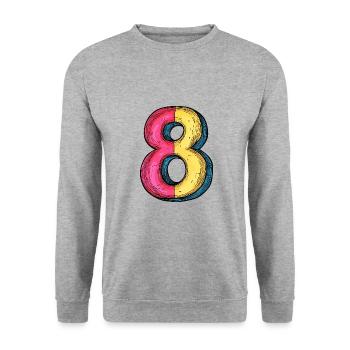 8 Number symbol - Unisex Sweatshirt - salt & pepper - Front - Alina (178cm) & Michal (187cm)
