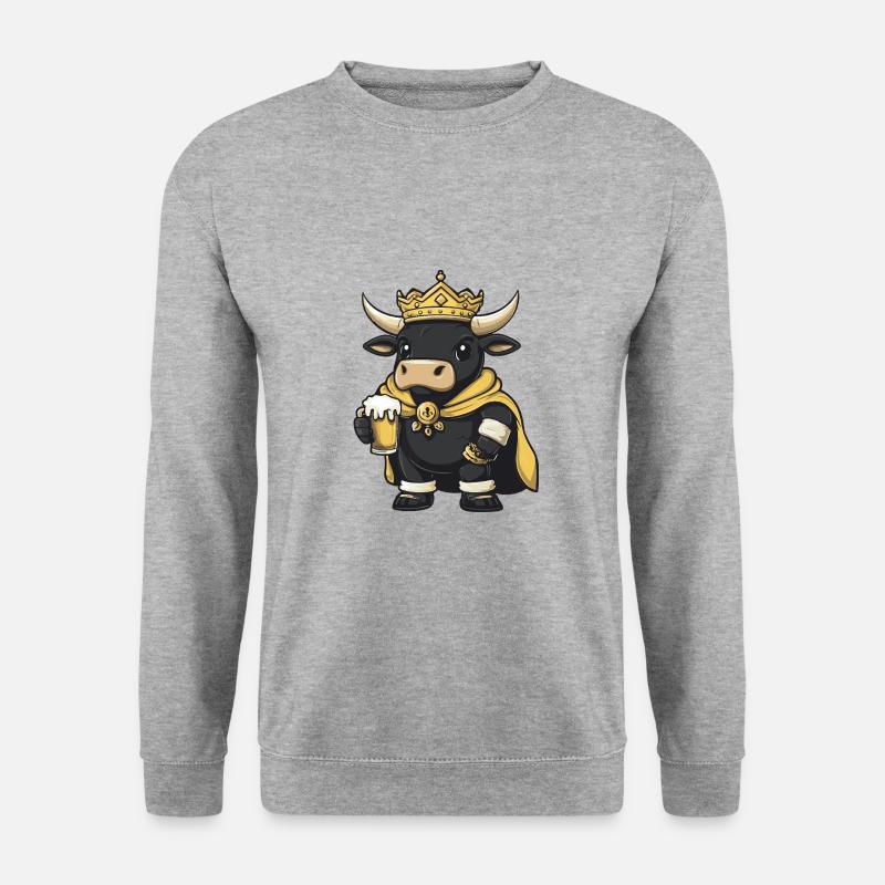 Stier Bier Lustig - Unisex Pullover - Weißgrau meliert