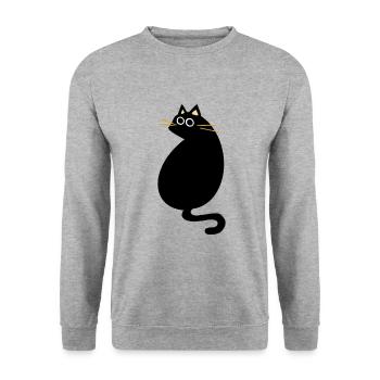 Le chat noir se retourne - Sweat-shirt Unisexe - gris chiné - Devant - Alina (178cm) & Michal (187cm)