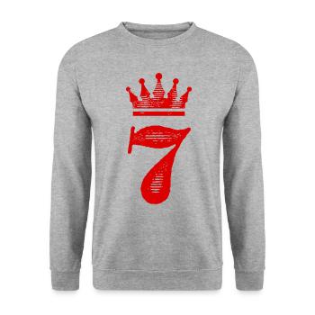 7 Couronne numérique - Sweat-shirt Unisexe - gris chiné - Devant - Alina (178cm) & Michal (187cm)