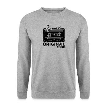 Année de naissance 1990 Cassette 1990 Anniversaire 1990 - Sweat-shirt Unisexe - gris chiné - Devant - Alina (178cm) & Michal (187cm)
