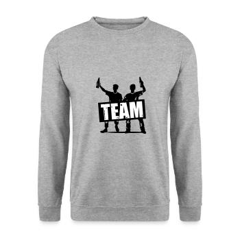 Team Party Drinkers Celebrating Birthday - Unisex Sweatshirt - salt & pepper - Front - Alina (178cm) & Michal (187cm)