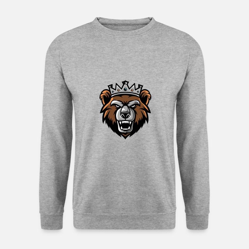 Bär Kopf Krone - Unisex Pullover - Weißgrau meliert