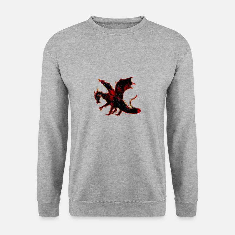 Drache Feuer - Unisex Pullover - Weißgrau meliert