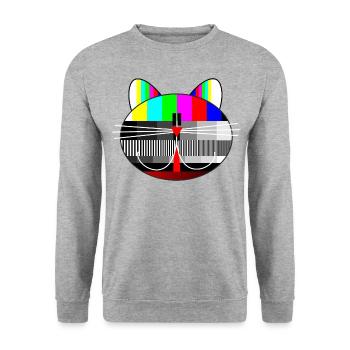 TV - Cat essai, TV, Cinéma, Fun, Rétro - Sweat-shirt Unisexe - gris chiné - Devant - Alina (178cm) & Michal (187cm)