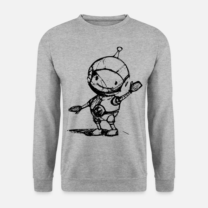 Roboter Space - Unisex Pullover - Weißgrau meliert