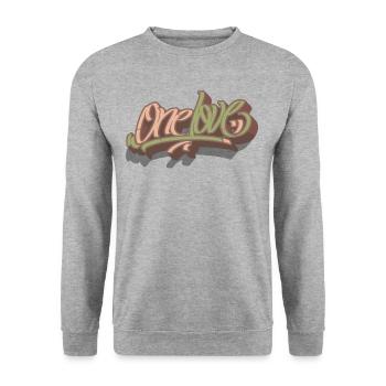 One love graffiti - Unisex Pullover - Weißgrau meliert - Vorne - Alina (178cm) & Michal (187cm)
