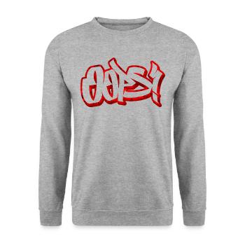 Oops Tölpel peinlich Graffiti Geschenk - Unisex Pullover - Weißgrau meliert - Vorne - Alina (178cm) & Michal (187cm)