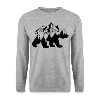 papabar maman ours nature randonneur montagne cadeau - Sweat-shirt Unisexe - gris chiné - Devant - Alina (178cm) & Michal (187cm)