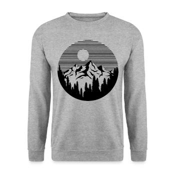 Wanderer wandern Landschaft Natur berge Geschenk - Unisex Pullover - Weißgrau meliert - Vorne - Alina (178cm) & Michal (187cm)