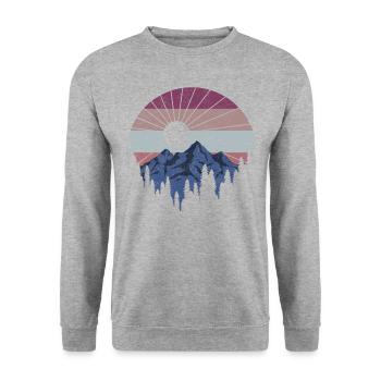 Wanderer wandern Landschaft Natur berge Geschenk - Unisex Pullover - Weißgrau meliert - Vorne - Alina (178cm) & Michal (187cm)