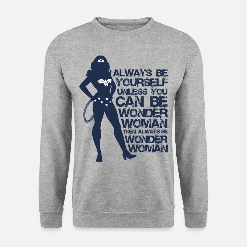 Wonder Woman Always be Yourself - Unisex Pullover - Weißgrau meliert