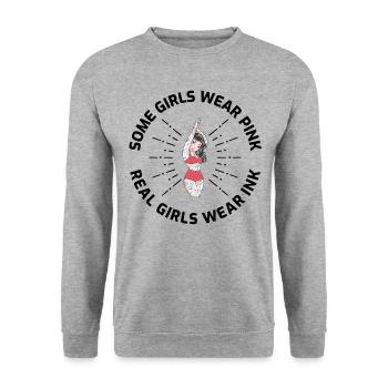 Tattoo Lovers Woman Artist Tattooed Girl Gift - Unisex Sweatshirt - salt & pepper - Front - Alina (178cm) & Michal (187cm)