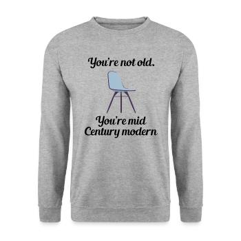 Antique Lovers Collector Eames Chair Funny Sayings - Unisex Sweatshirt - salt & pepper - Front - Alina (178cm) & Michal (187cm)