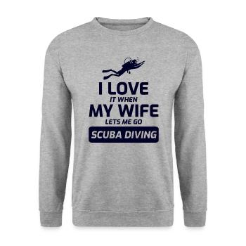 Tauchen Taucher Tauchen Schwimmen Mann Geschenk - Unisex Pullover - Weißgrau meliert - Vorne - Alina (178cm) & Michal (187cm)