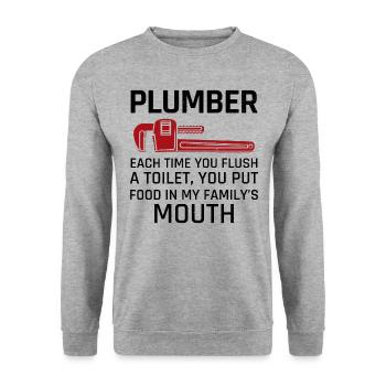 Klempner Klempner Handwerker Pipefitter lustige Witz - Unisex Pullover - Weißgrau meliert - Vorne - Alina (178cm) & Michal (187cm)