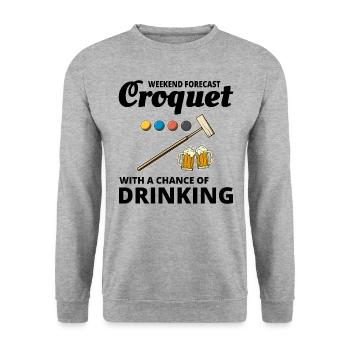 Croquet Players Drinking Drink Funny - Unisex Sweatshirt - salt & pepper - Front - Alina (178cm) & Michal (187cm)