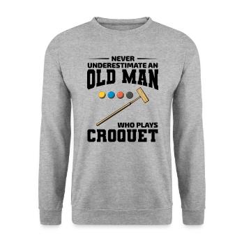 Croquet Player Dad Papa Grandpa Fathers day Funny - Unisex Sweatshirt - salt & pepper - Front - Alina (178cm) & Michal (187cm)