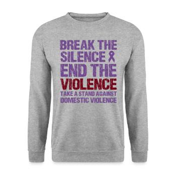 Domestic Violence Awareness Purple Ribbon - Unisex Sweatshirt - salt & pepper - Front - Alina (178cm) & Michal (187cm)