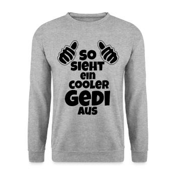 So sieht ein cooler Gedi aus Patenonkel Österreich - Unisex Pullover - Weißgrau meliert - Vorne - Alina (178cm) & Michal (187cm)